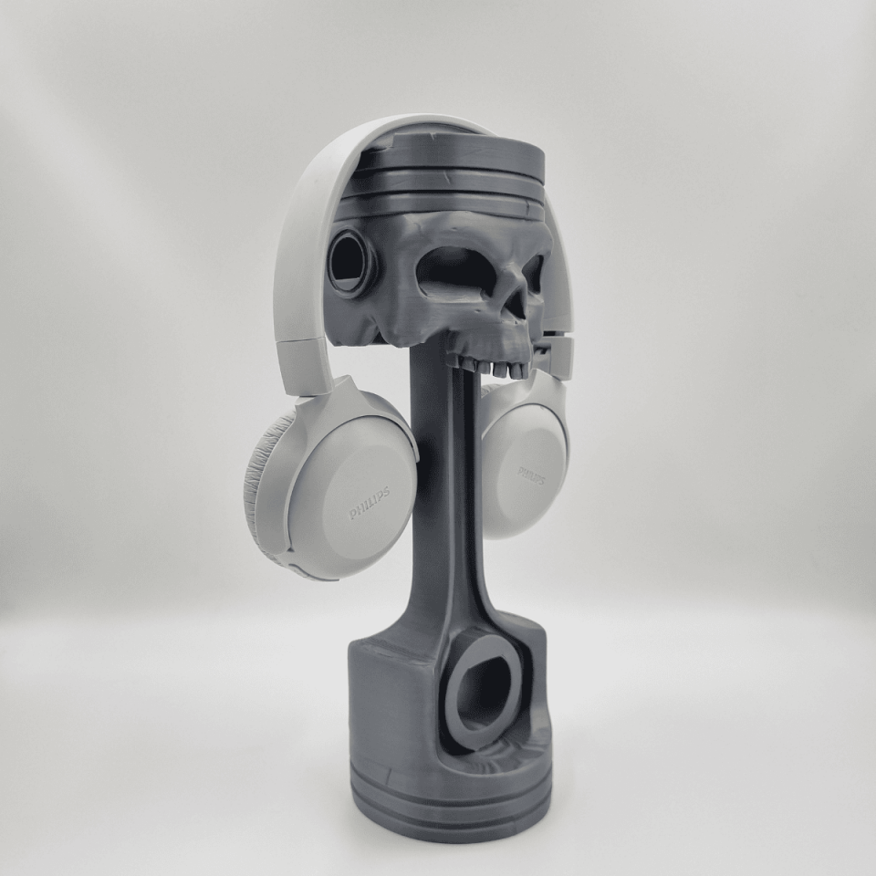 Piston Gövdeli Kurukafa Figürlü Kulaklık Standı