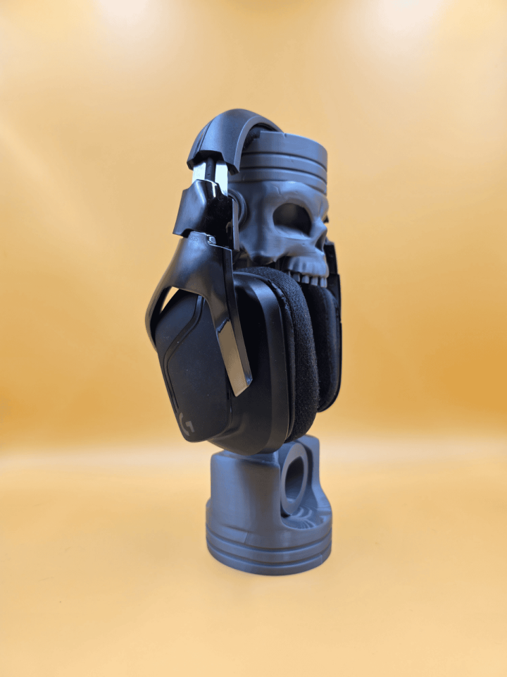 Piston Gövdeli Kurukafa Figürlü Kulaklık Standı