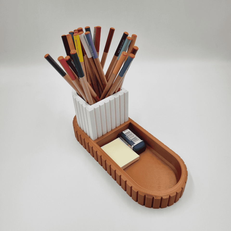 Çift Renkli Desenli Kalemlik