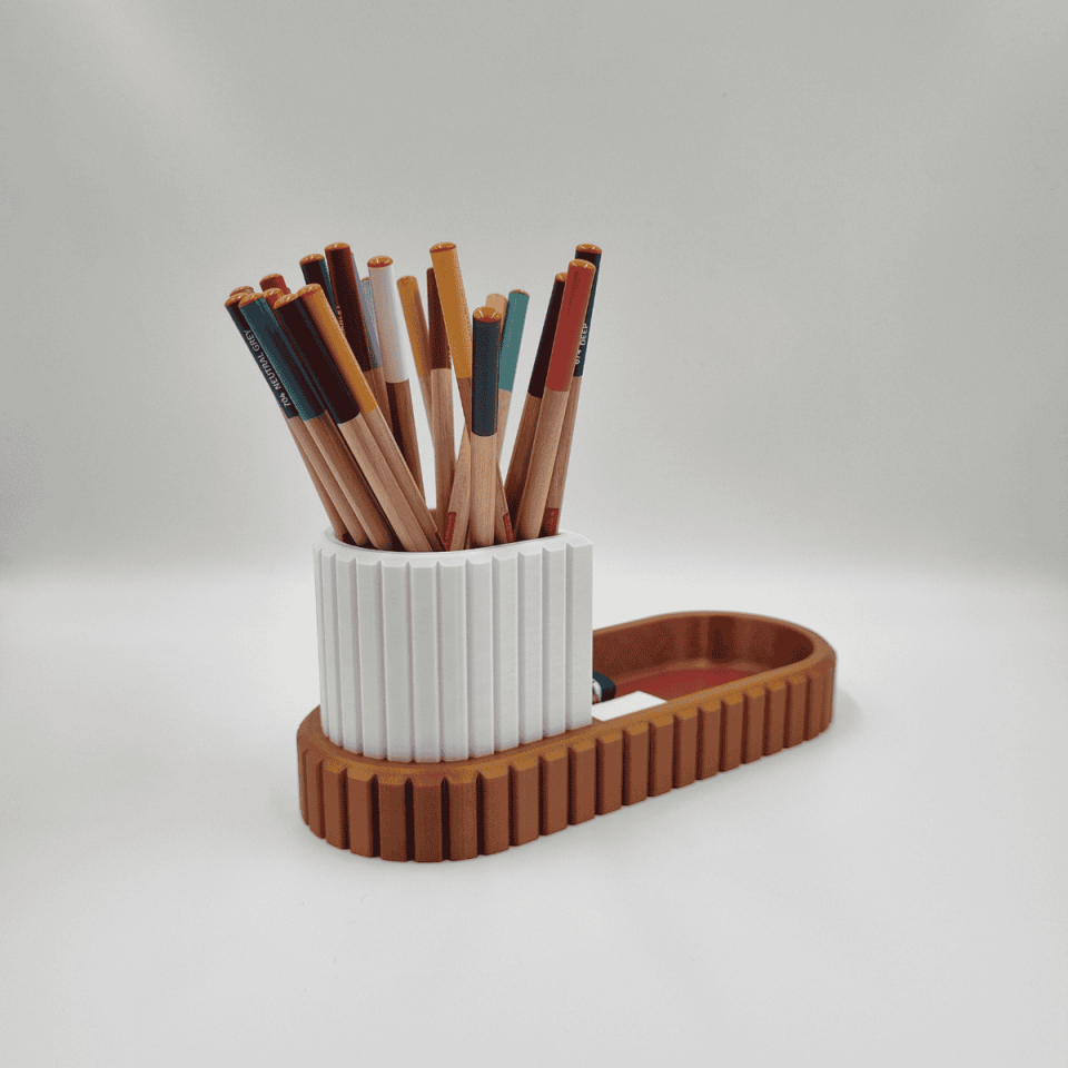 Çift Renkli Desenli Kalemlik