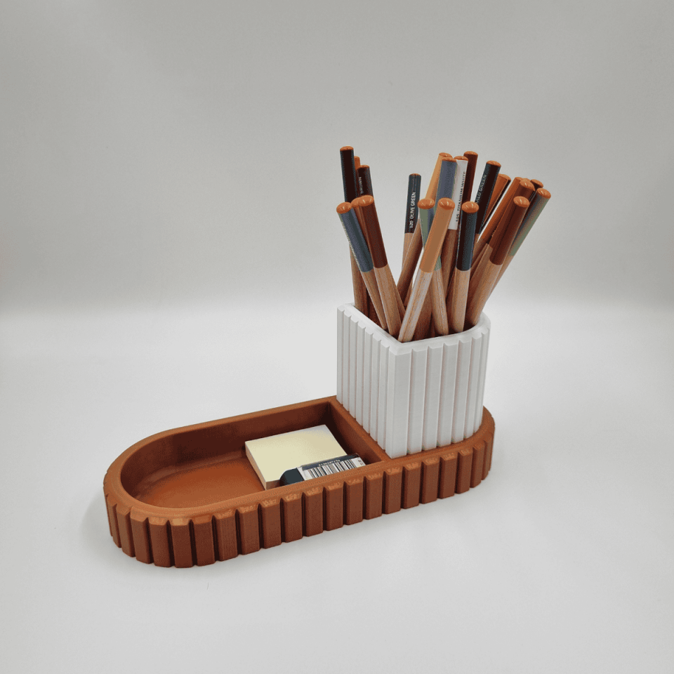 Çift Renkli Desenli Kalemlik