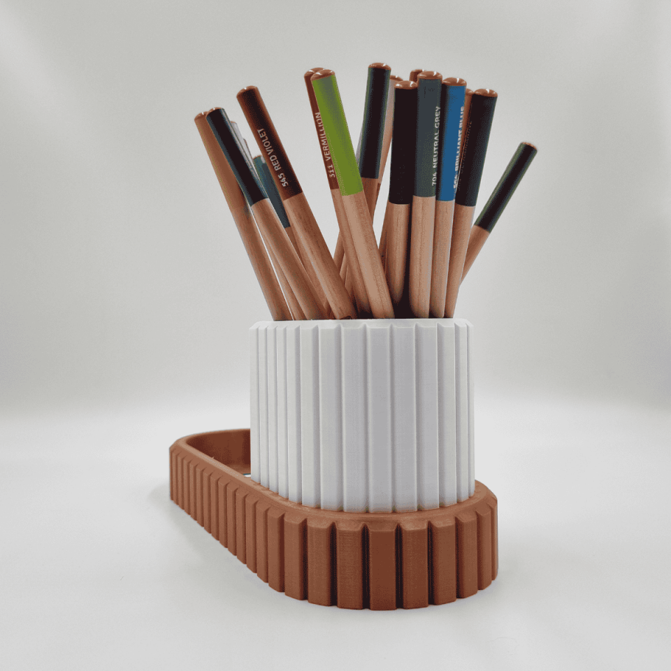 Çift Renkli Desenli Kalemlik